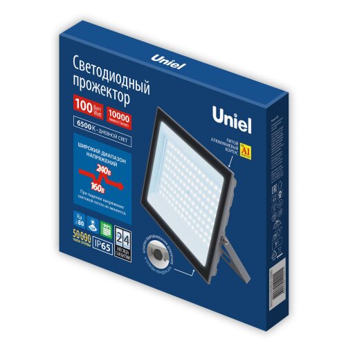 ULF-F23-100W-6500K IP65 160-240V GREY Прожектор светодиодный, Дневной свет 6500K, Корпус серый, TM Uniel - фото 5