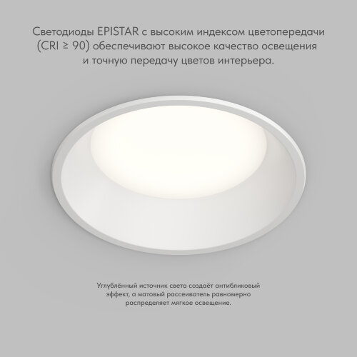 Встраиваемый влагозащищенный светильник TRIM, 24 Вт LED 3000-4000-6500K, IP44, алюминий, акрил. Фото 3