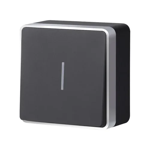 Выключатель одноклавишный с подсветкой Gallant черный с серебром W5010134 W5010134 - фото