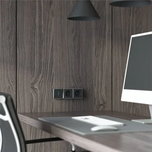 Выключатель одноклавишный с подсветкой Gallant черный с серебром W5010134 W5010134 - фото 2