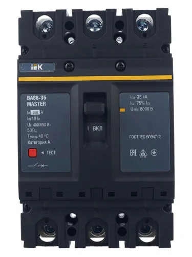 Выключатель автоматический 3п 250А 35кА ВА88-35 MASTER IEK SVA30-3-0250-02 - фото 2
