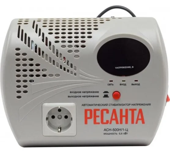 Стабилизатор напряжения АСН-500 Н/1-Ц 1ф 0.5кВт настен. с розеткой IP20 релейный Ресанта 63/6/9 - фото 3