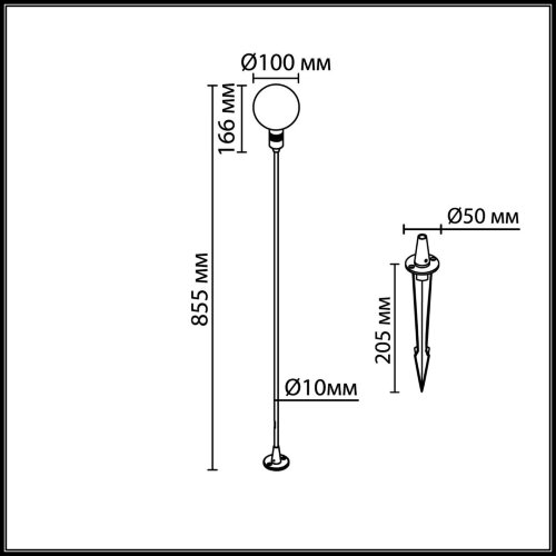 Ландшафтный светильник «ODEON LIGHT» 7121/2GLA, серия: DANDE (крепление на основание; колышек). Фото 2.