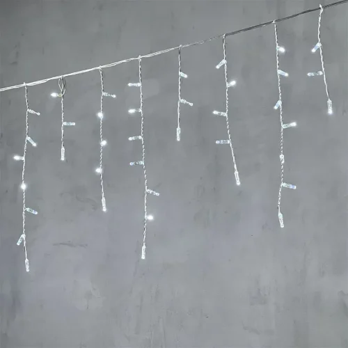 Гирлянда Бахрома с Колпачком 3,1 x 0,5 м Белая 220В, 120 LED, Провод Прозрачный ПВХ, IP65. Фото 1.