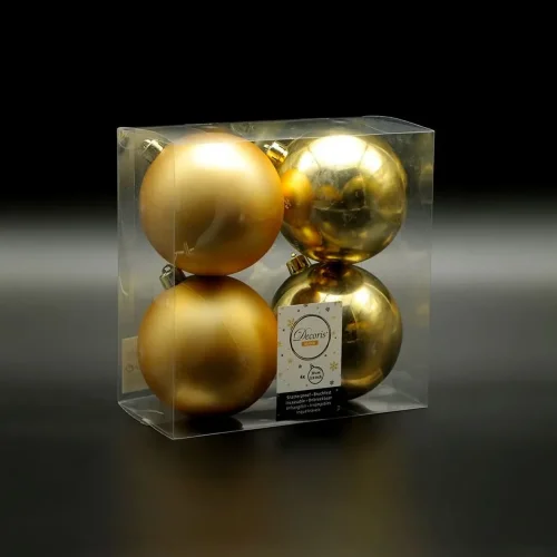 Набор Елочных Шаров 4 шт Светло-Золотые, Ø10 см. Фото 1.