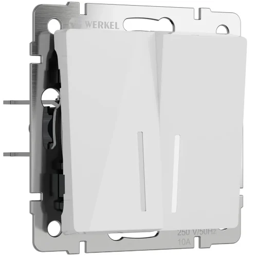 Выключатель двухклавишный с подсветкой (белый акрил) W1120141 - фото