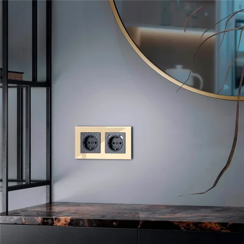 Розетка с заземлением (Hammar черный) W1271008 - фото 7