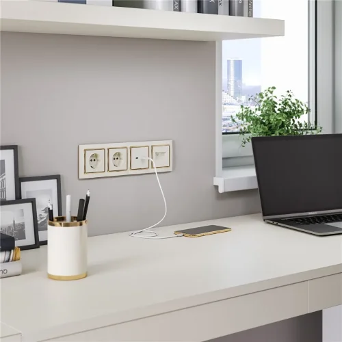 Розетка с заземлением (слоновая кость) W1171003 - фото 2