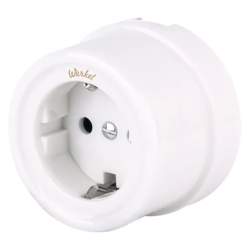 Розетка с заземлением белый ретро W5671001 - фото