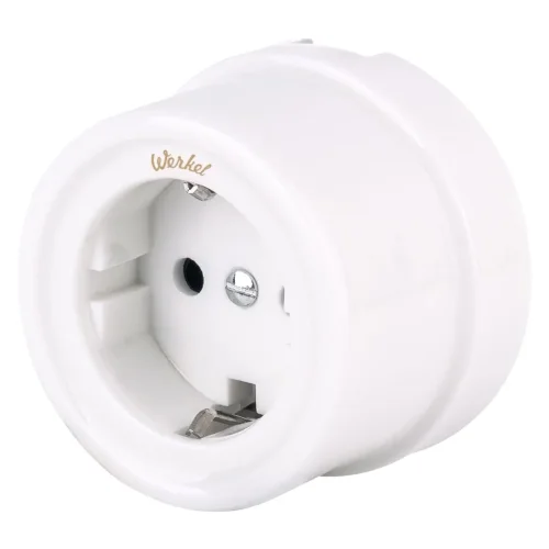 Розетка с заземлением белый ретро W5671001 - фото