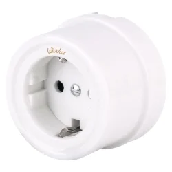 Розетка с заземлением белый ретро W5671001