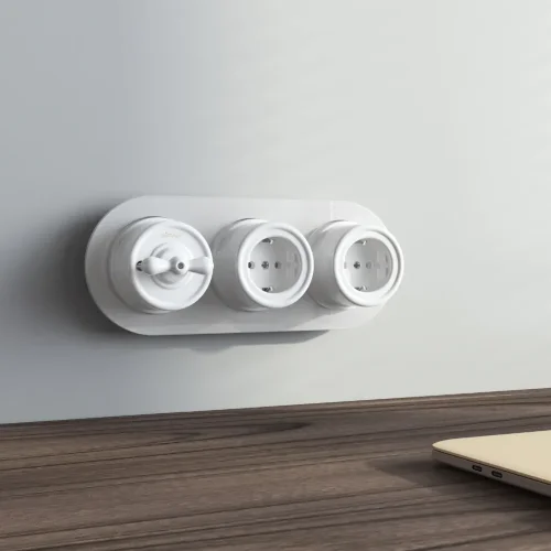 Розетка с заземлением белый ретро W5671001 - фото 3