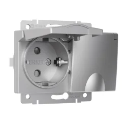Розетка двойная влагозащ. с зазем. с защит. крышками и шторками серебряный W1172206
