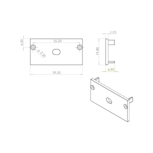 Заглушка с отверстием для профиля LC-LP-2040 (173) - фото II