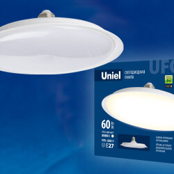 LED-U270-60W-3000K-E27-FR PLU01WH Лампа светодиодная, Форма UFO, матовая, Теплый белый свет 3000K