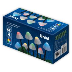 USL-S-830-PM020 MULTICOLOR MUSHROOMS SET12 Садовый светильник на солнечной батарее Разноцветные грибы, в комплекте из 12 штук, 12 светодиодов, Разноцветный свет, 1xАA Ni-Mh аккумулятор в-к, IP44, TM Uniel