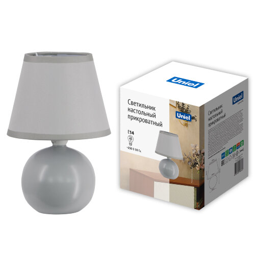 UML-B303 E14 GREY Светильник настольный декоративный под лампу Е14, 40W, Механический выключатель, Серый - фото 4