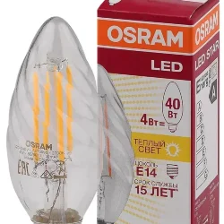 Лампа светодиодная филаментная 4W/2700K (=40W) E14 | LED BW Star 2Y FILAMENT | - OSRAM