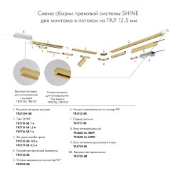 Угловой элемент трека SHINE HIDE для ГКЛ 12,5 мм, 90°, потолок–потолок, сатинированная латунь, алюминий, Denkirs TR5705-SB