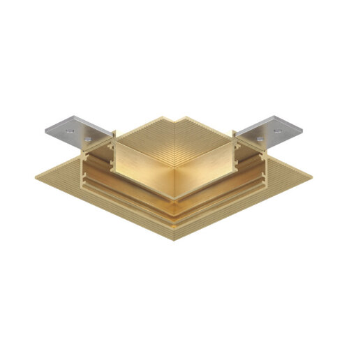 Угловой элемент трека SHINE HIDE для ГКЛ 12,5 мм, 90°, потолок–потолок, сатинированная латунь, алюминий. Фото 2