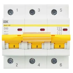 Выключатель автоматический модульный 3п D 80А 10кА ВА47-100 KARAT IEK MVA40-3-080-D