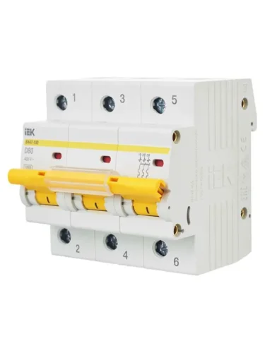 Выключатель автоматический модульный 3п D 80А 10кА ВА47-100 KARAT IEK MVA40-3-080-D - фото 8