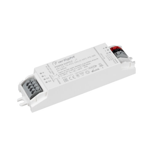 Блок питания ARJ-SP-15-PFC-DALI2-NFC-PD-WR (15W, 3-45V, 0.1-0.7A) (Arlight, IP20 Пластик, 5 лет) 050105 - фото