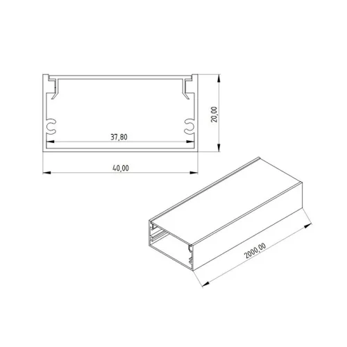 Алюминиевый профиль LC2040 173 (2000х40x20мм с рассеивателем) - фото II