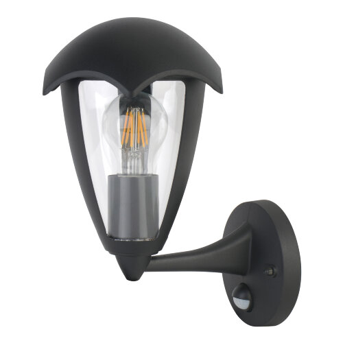 UUL-S81A 60W-E27 SENSOR IP54 BLACK Светильник уличный, под лампу Е27, с датчиком движения, Архитектурный накладной, Корпус черный. - фото 1