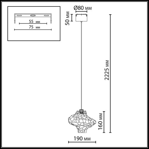 Подвес «ODEON LIGHT» 5107/3L, серия: ORDI. Фото 2.