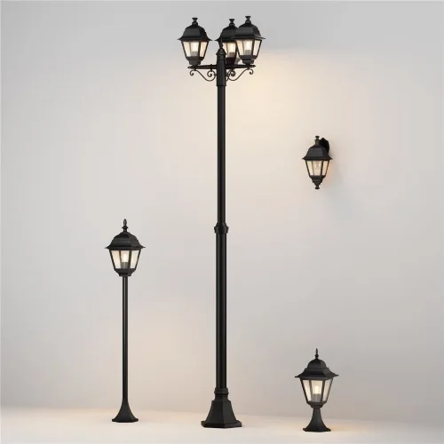 Садово-парковый светильник Abbey Road E27х3 60Вт IP 44 (Черный) - фото 3