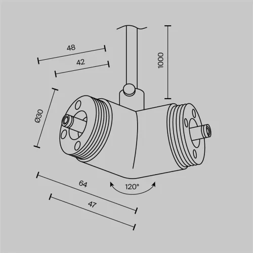 Угловой коннектор 120° для системы Shelf с вводом питания (Черный) - фото 5