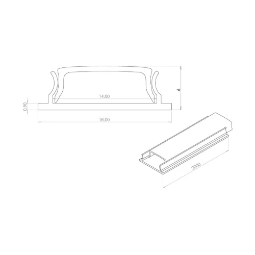 Алюминиевый профиль гибкий 259 (2000x18x6мм с рассеивателем) - фото II