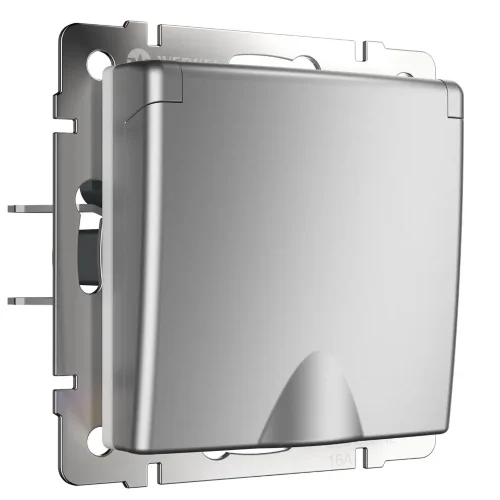 W1171206/ Розетка влагозащ. с зазем. с защит. крышкой и шторками (серебряный) W1171206 - фото