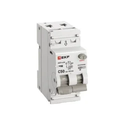 Выключатель автоматический дифференциального тока 2п (1P+N) C 50А 100мА тип AC 6кА АВДТ-63N (электрон.) PROxima EKF D63N26E50C100