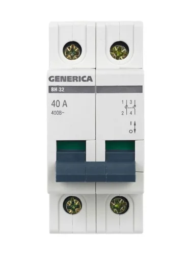Выключатель нагрузки (мини-рубильник) 2п 40А ВН-32 GENERICA MNV15-2-040 - фото 2