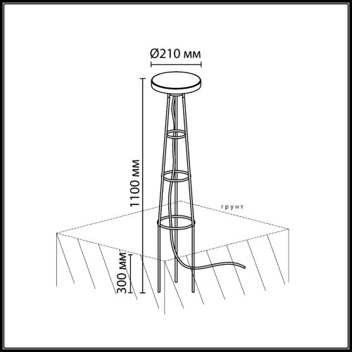 Ландшафтный грунтовый светильник «ODEON LIGHT» 7108/15GLA, серия: LIANA (встраиваемый в грунт). Фото 2.