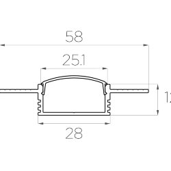 Профиль алюминиевый под шпаклевку LC-LPSH-1258-2 Anod
