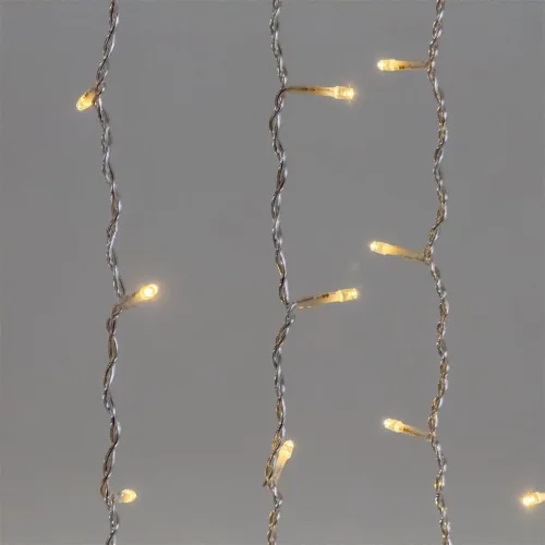 Гирлянда Занавес 2 x 1 м Тепло-Белый 220В, 200 LED, Провод Прозрачный ПВХ, IP54. Фото 4.
