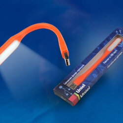 TLD-541 Orange Светильник-фонарь переносной Uniel, прорезиненный корпус, 6 LED, питание от USB-порта, Упаковка-картон, цвет-оранжевый.