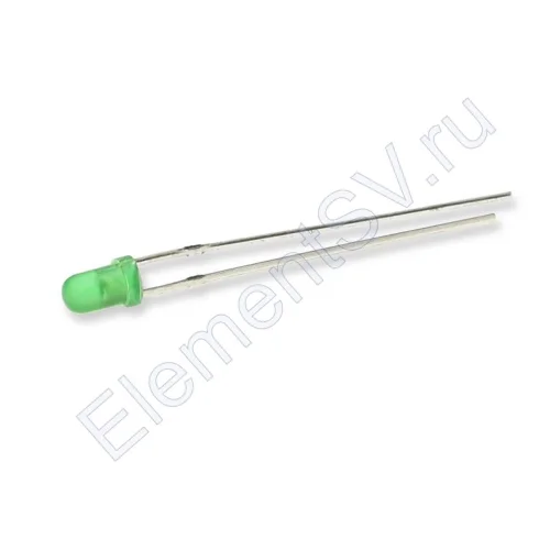 Светодиод ICL-3mm LE66 (green, 2000-3000 mcd, diffuse) - фото.
