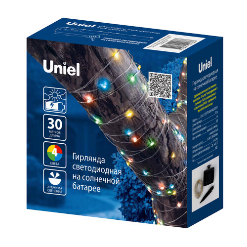 USL-S-128-PT30000 MULTI DEW Садовая гирлянда на солнечной батарее Роса, 300 светодиодов, Разноцветный свет, 1xАА Ni-Mh аккумулятор в-к, IP44, TM Uniel - фото 5