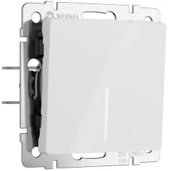 Выключатель одноклавишный проходной с подсветкой (белый акрил) W1112141