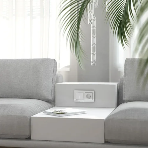 Выключатель одноклавишный проходной с подсветкой (белый акрил) W1112141 - фото 3