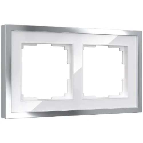 Рамка из металла на 2 поста Baguette белый/серебро W0022850 - фото