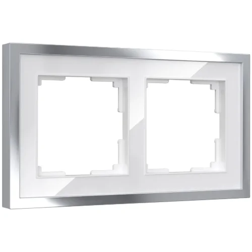 Рамка из металла на 2 поста Baguette белый/серебро W0022850 - фото