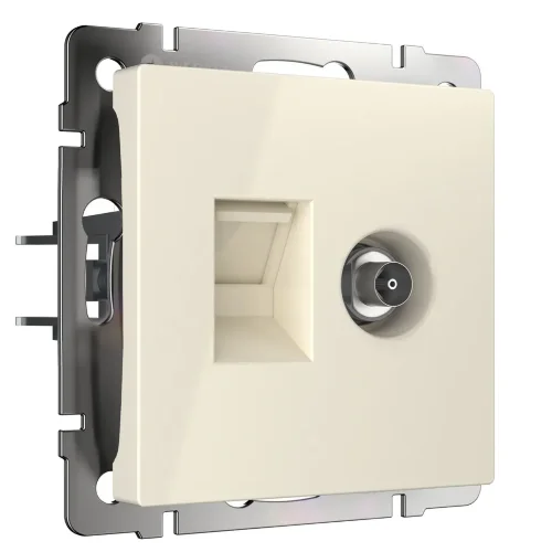 Розетка ТВ+Ethernet RJ-45 6 cat. (слоновая кость) W1181303 - фото