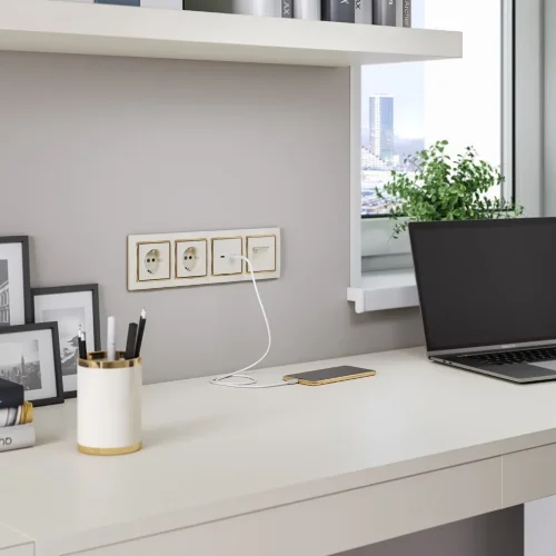 Розетка двойная Ethernet RJ-45 (слоновая кость) W1181103 - фото 2