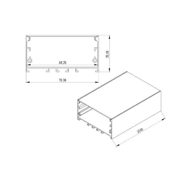 Алюминиевый профиль 322K (2500х70х35мм с рассеивателем)