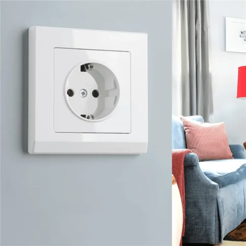 Розетка с заземлением, безвинтовой зажим (белая) W1171301 - фото 4